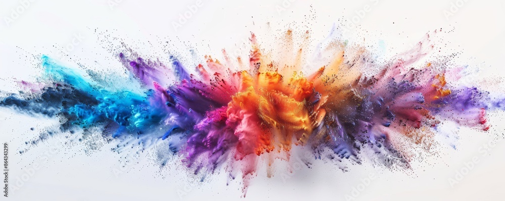 Colorful explosion of paint powder on white background Colorful explosion of paint powder on white background