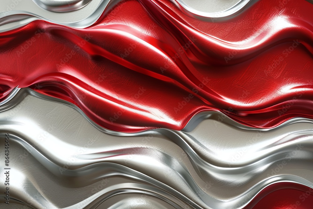 Silver red abstract wavy background created with Generative AI Silver red abstract wavy background created with Generative AI