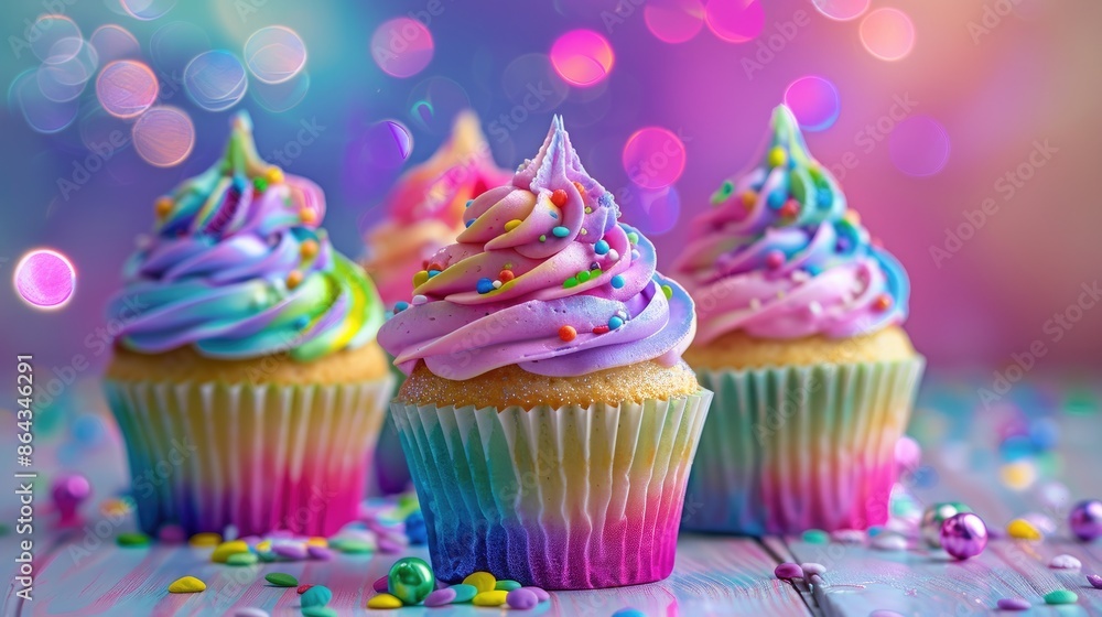 bright multi-colored cupcakes. Selective focus bright multi-colored cupcakes. Selective focus