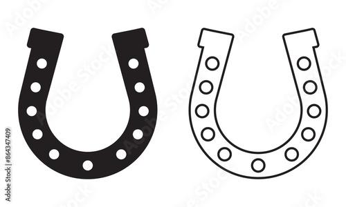horseshoe glyph line icon set, Horseshoes icon, horseshoe vector icon, vector graphics, editable stroke outline sign,
