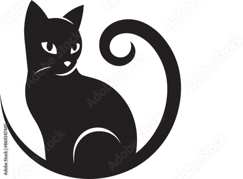 Cat silhouette with White background