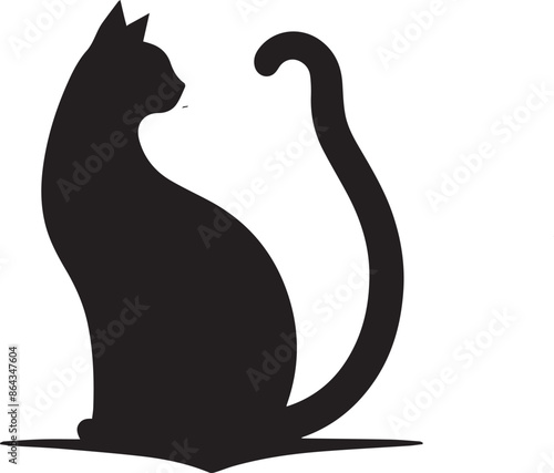 Cat silhouette with White background