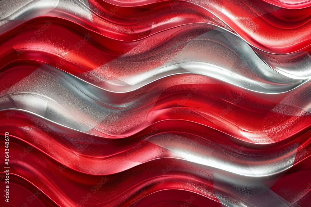 Silver red abstract wavy background created with Generative AI Silver red abstract wavy background created with Generative AI