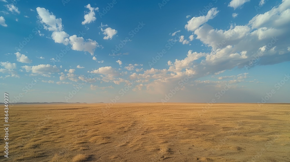 Vast, golden field stretches under a bright blue sky dotted with fluffy white clouds. Vast, golden field stretches under a bright blue sky dotted with fluffy white clouds.