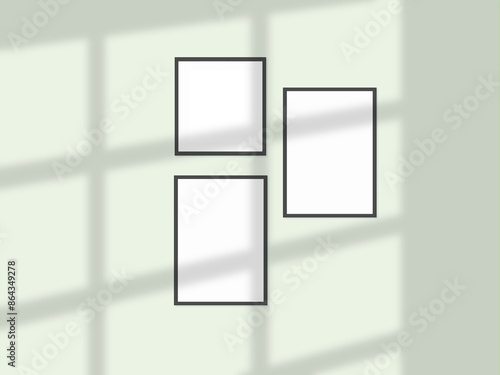 Empty photo frameworks against the wall