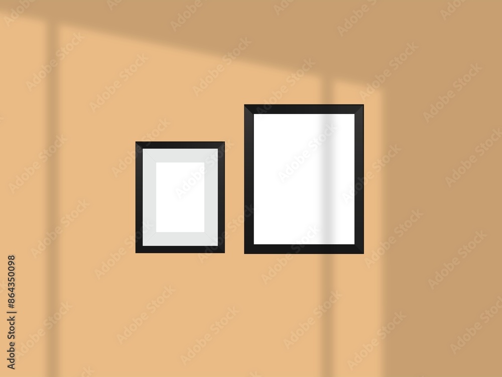 Mockup withl picture frames side by side on a wall, close up, bright Mockup withl picture frames side by side on a wall, close up, bright