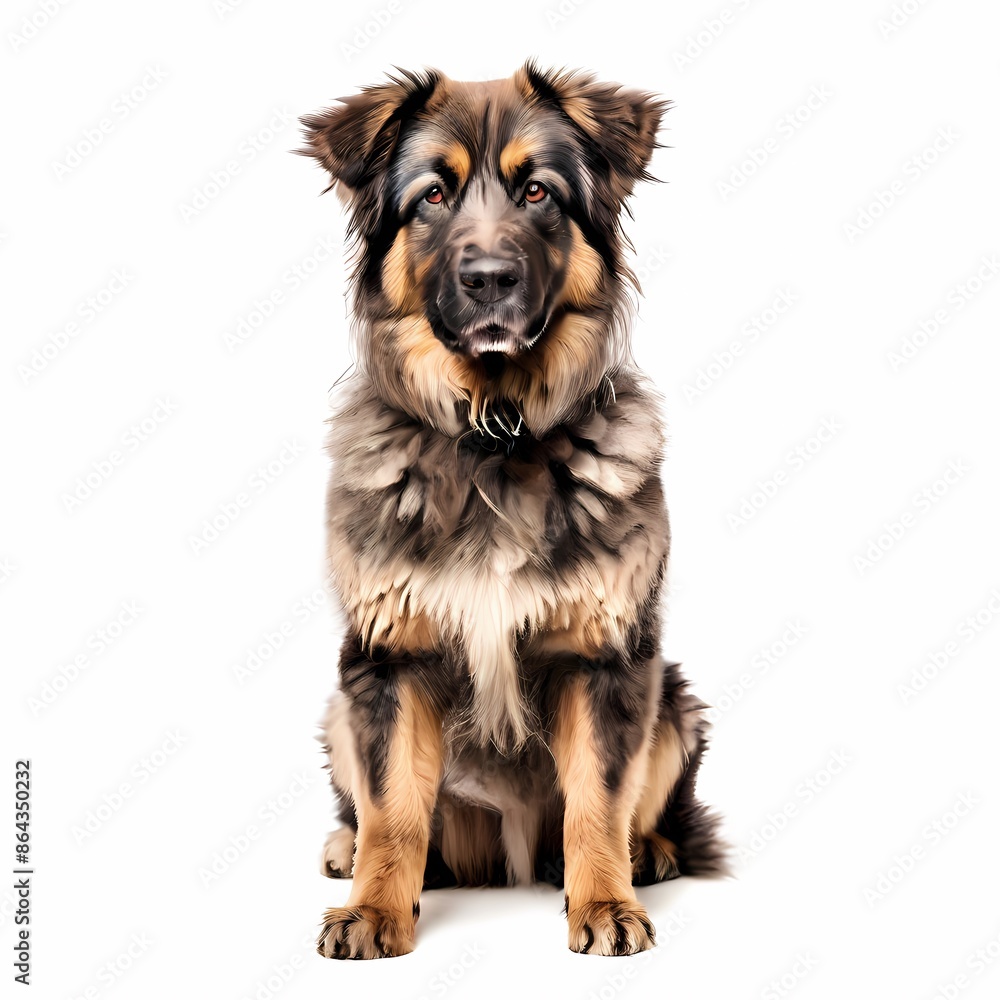 Karst shepherd dog breed standing against white background, AI Generated Karst shepherd dog breed standing against white background, AI Generated