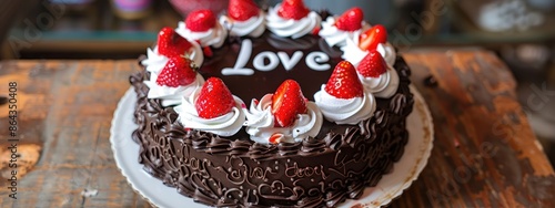 chocolate cake with the inscription I love you. Selective focus