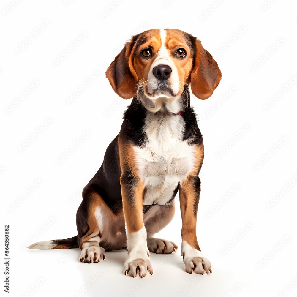 Kerry beagle dog breed standing against white background, AI Generated Kerry beagle dog breed standing against white background, AI Generated