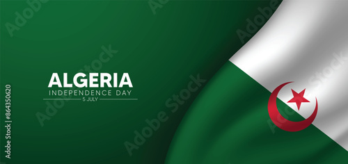 Algeria Independence Day 5 July waving flag vector poster