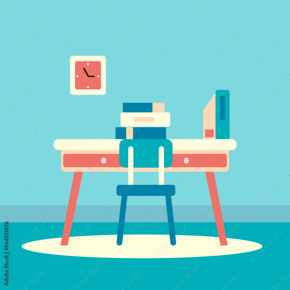 flat design illustration of workspace desk flat design illustration of workspace desk