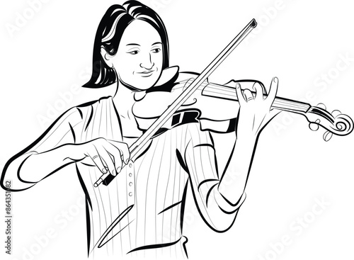 Beautiful young woman playing violin