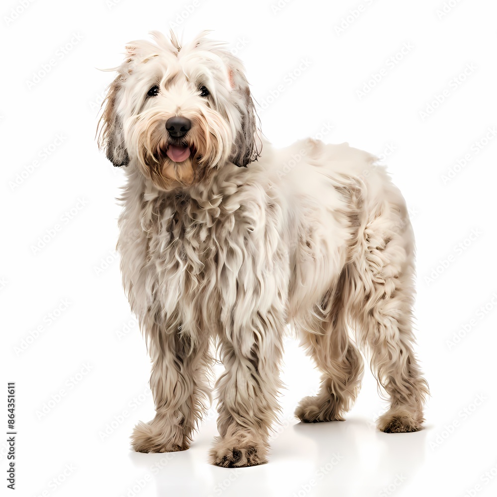 Komondor dog breed standing against white background, AI Generated Komondor dog breed standing against white background, AI Generated