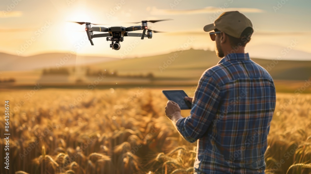 The farmer flying drone The farmer flying drone