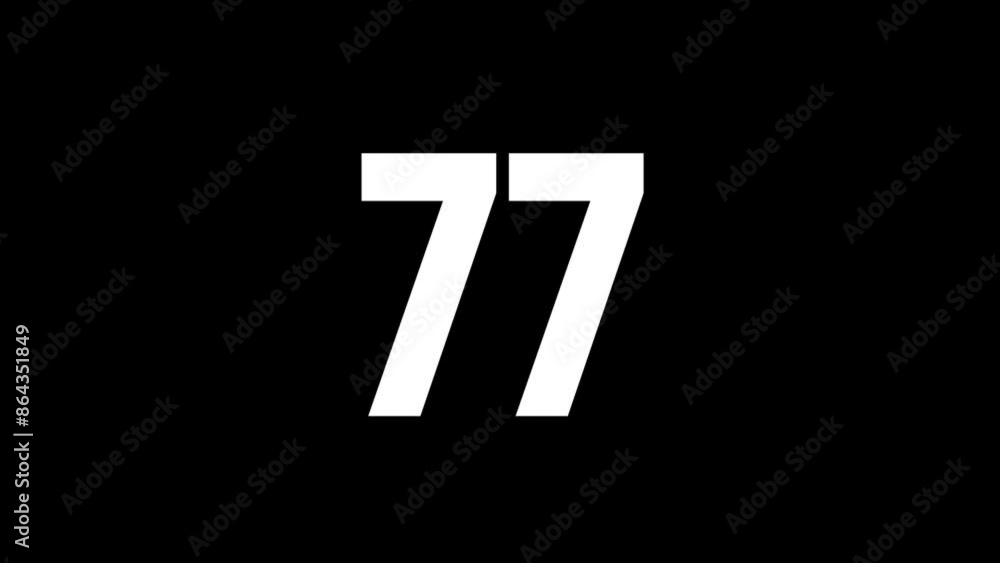 Fiery number 77 with glitch effect and alpha channel, number seventy seven Fiery number 77 with glitch effect and alpha channel, number seventy seven