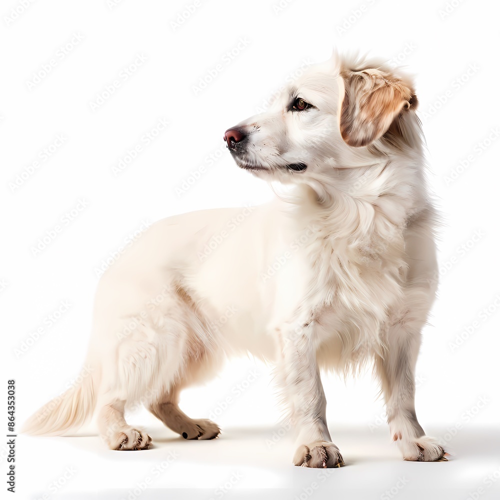 Kintamani dog breed standing against white background, AI Generated Kintamani dog breed standing against white background, AI Generated