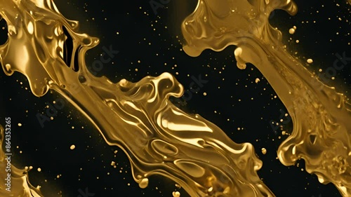 Raw liquid gold on a black background