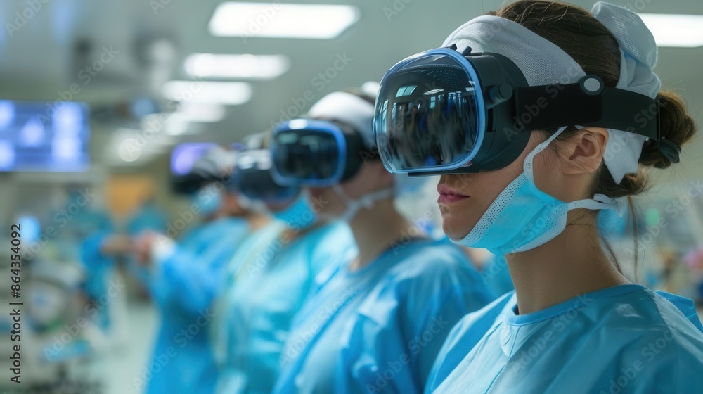 Healthcare professionals training with AR simulations Healthcare professionals training with AR simulations