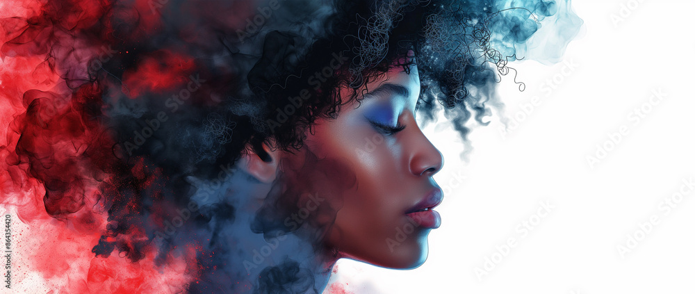 Beautiful Fantasy Abstract Portrait Of A Woman In Double Exposure With A Colorful Digital Paint Splash: A Mesmerizing Blend Of Art And Imagination Beautiful Fantasy Abstract Portrait Of A Woman In Double Exposure With A Colorful Digital Paint Splash: A Mesmerizing Blend Of Art And Imagination