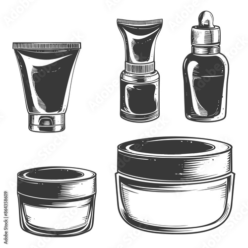 containers for cosmetics with engraving style