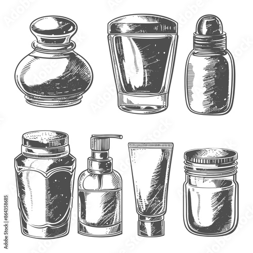 containers for cosmetics with engraving style