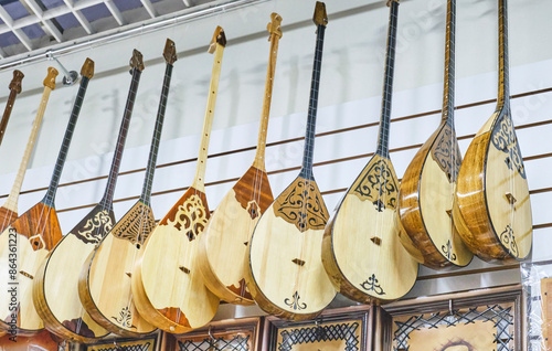 Dombras, stringed Kazakh musical instruments. photo