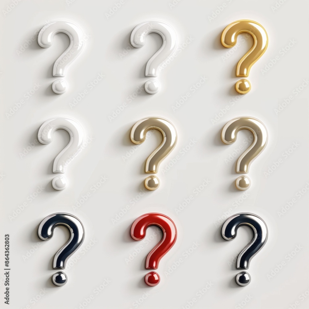 Question mark icon, quiz symbol, interrogation sign, simple rebus silhouette, questions emblem, faq set