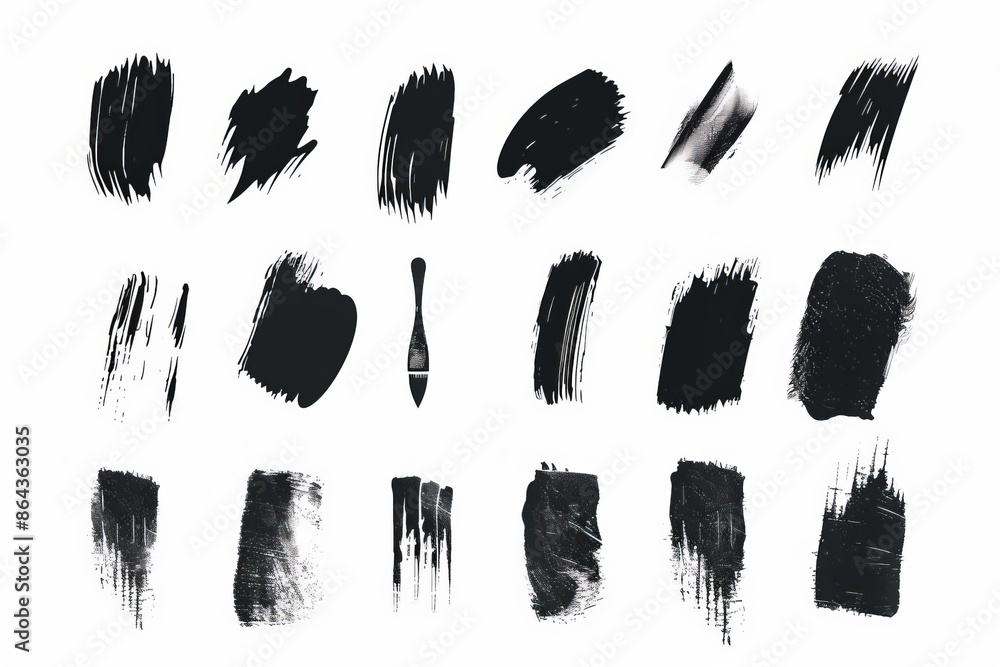 Brush stroke icon, paintbrush smear isolated, brushstroke painted texture, ink paint shape, splash stain set Brush stroke icon, paintbrush smear isolated, brushstroke painted texture, ink paint shape, splash stain set