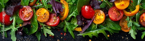 Fresh salad with tomatoes, peppers and greens. photo