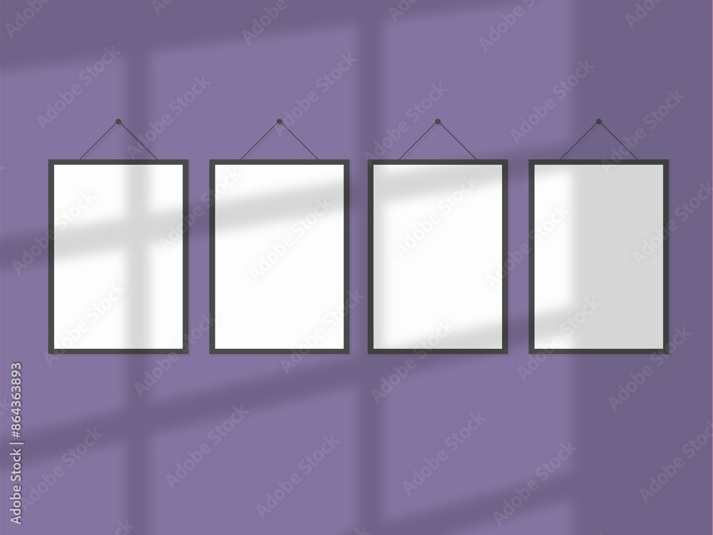 Minimal picture poster frame mockup on wallpaper Minimal picture poster frame mockup on wallpaper