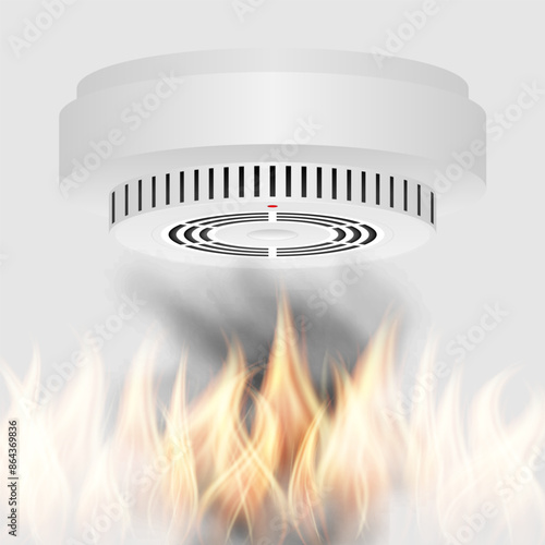 Smoke Detector and Fire Alarm. Smoke Alarm. Vector Illustration. 