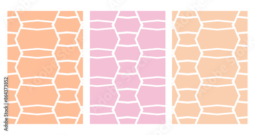 Set of 3 Oriental  pattern for fabric, wallpaper, flyer, business card. For use in graphics.
