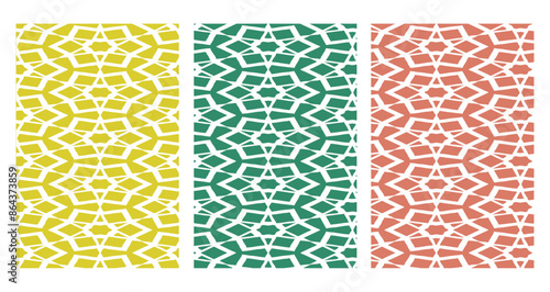 Set of 3 Oriental  pattern for fabric, wallpaper, flyer, business card. For use in graphics.
