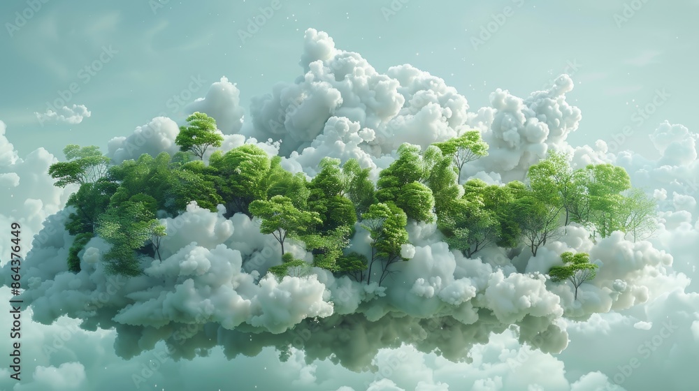 An artistic 3D rendering of a cloud formation resembling a forest, highlighting the interconnectedness of wildlife and natural elements. An artistic 3D rendering of a cloud formation resembling a forest, highlighting the interconnectedness of wildlife and natural elements.