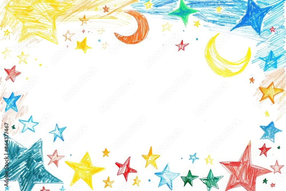 Colorful Children’s Drawings with Stars, Moons, and Suns for Creative Backgrounds and Birthday Designs Colorful Children’s Drawings with Stars, Moons, and Suns for Creative Backgrounds and Birthday Designs