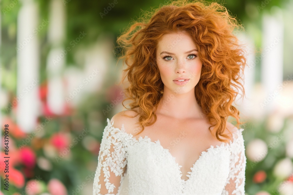 Radiant Redheaded Bride in Floral Garden Elegance Radiant Redheaded Bride in Floral Garden Elegance