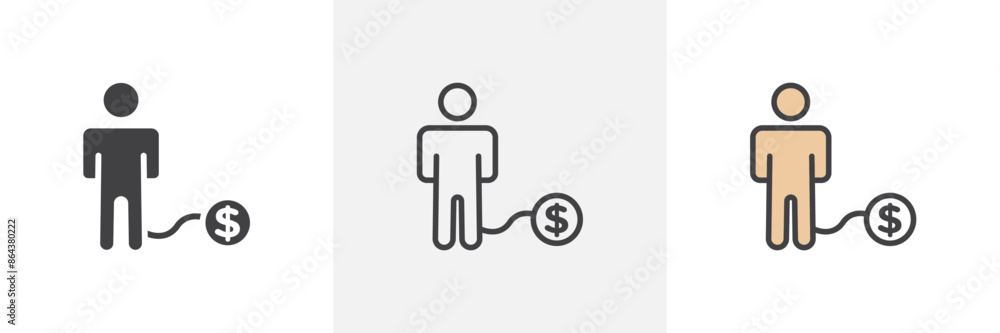 Debt icon symbol collection on white background. Debt icon symbol collection on white background.
