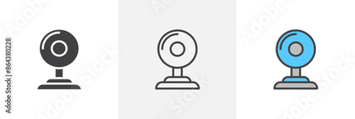 Webcam icon symbol collection on white background.