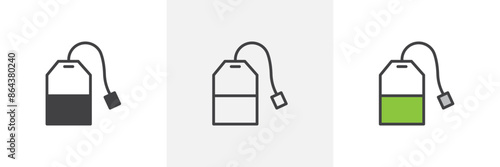 Tea bag icon symbol collection on white background.