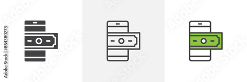 Send money smartphone icon symbol collection on white background.