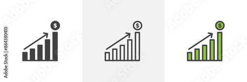 Revenue icon symbol collection on white background.