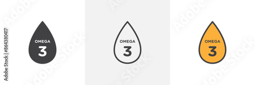 Omega 3 icon symbol collection on white background.