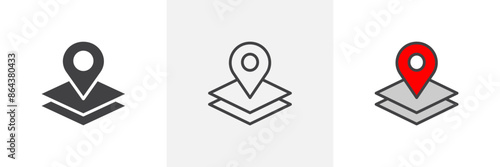Land layer location icon symbol collection on white background.