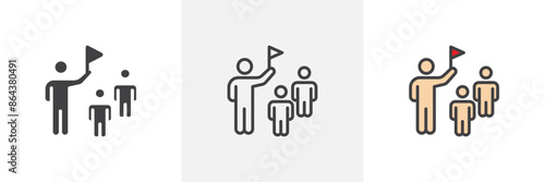 Tour guide people icon symbol collection on white background.