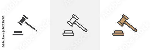 Auction icon symbol collection on white background.