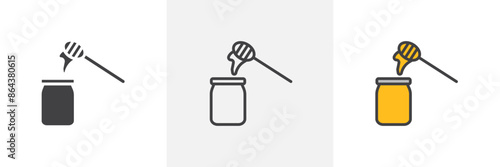 Honey pot icon symbol collection on white background.