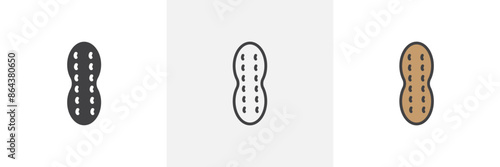 Peanut icon symbol collection on white background.