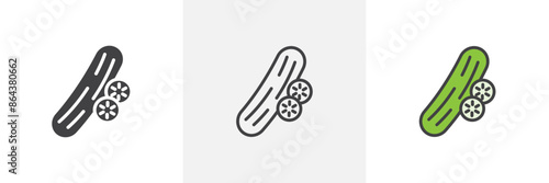 Cucumber icon symbol collection on white background.