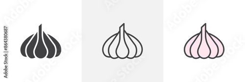 Garlic icon symbol collection on white background.