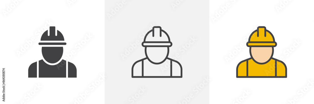 User helmet safety icon symbol collection on white background. User helmet safety icon symbol collection on white background.